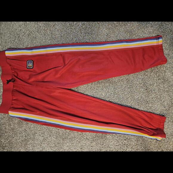 Juicy Couture Pants - Juicy Couture Red Track Pants with Rainbow Stripes